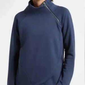 Athleta Navy Blue Asymmetrical Zip Pullover Small